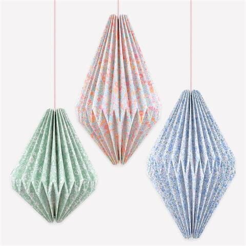 Meri Meri - Meri Meri X Liberty Origami Lantern Decorations - Meri Meri X Liberty Origami Fener Asılan Süsler - 3 Adet