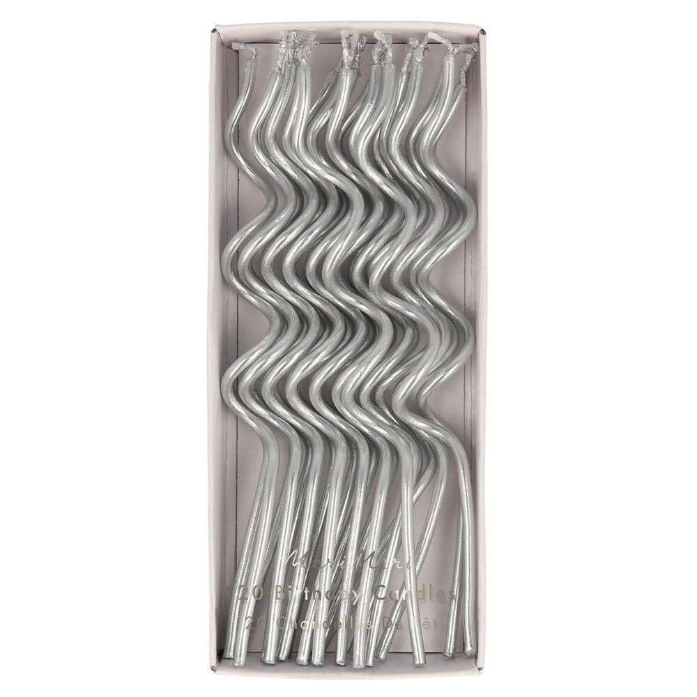 Meri Meri - Silver Swirly Candles - Gümüş Kıvrımlı Mumlar - 20'Li