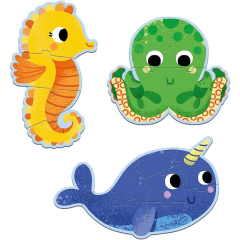 Djeco Dev Puzzle, Deniz Canlıları 4-6-9 Parça