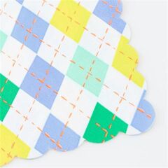 Meri Meri - Argyle Large Napkins - Baklava Desenli Peçeteler - L - 16 Adet