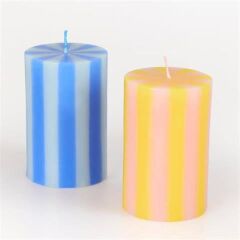 Meri Meri - Bright Striped Pillar Candles - Parlak Çizgili Sütun Mumlar - 5 Adet