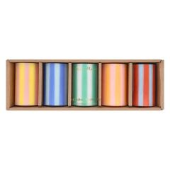 Meri Meri - Bright Striped Pillar Candles - Parlak Çizgili Sütun Mumlar - 5 Adet