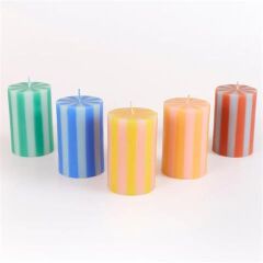 Meri Meri - Bright Striped Pillar Candles - Parlak Çizgili Sütun Mumlar - 5 Adet
