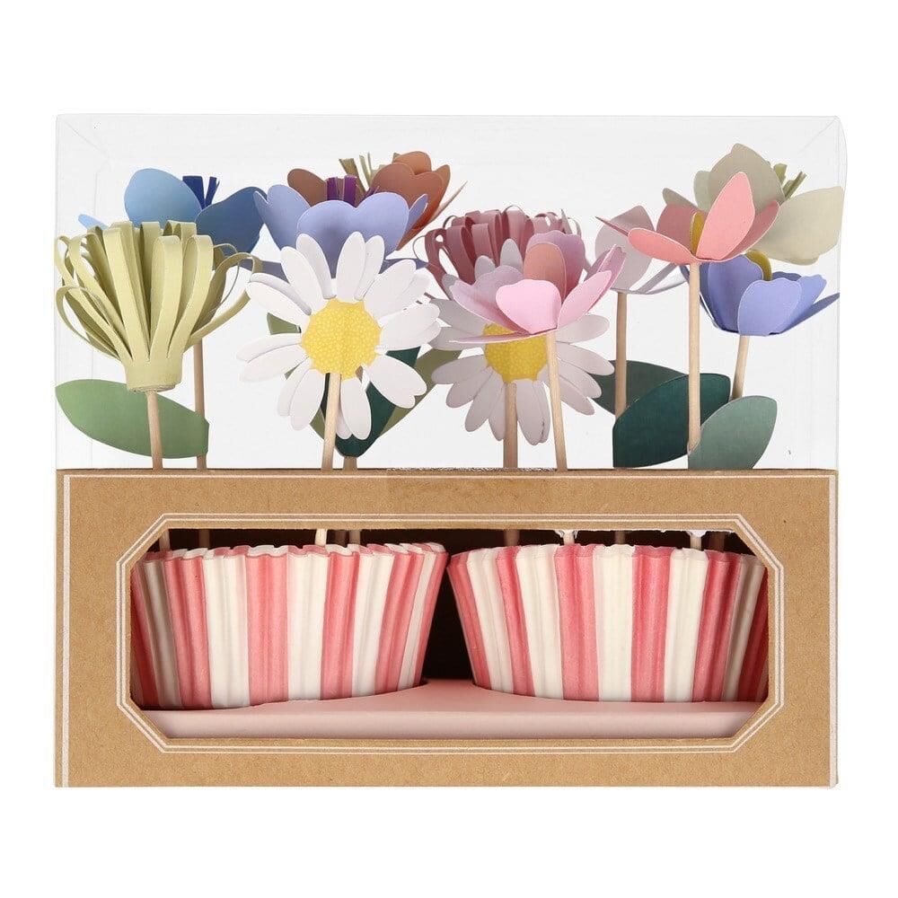 Meri Meri - Flower Garden Cupcake Kit - Çiçek Bahçesi Cupcake Seti - 24'Lü