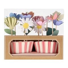 Meri Meri - Flower Garden Cupcake Kit - Çiçek Bahçesi Cupcake Seti - 24'Lü