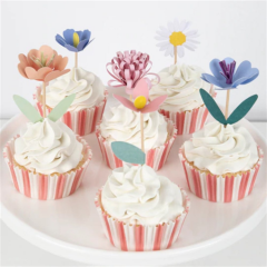 Meri Meri - Flower Garden Cupcake Kit - Çiçek Bahçesi Cupcake Seti - 24'Lü