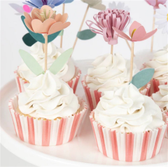 Meri Meri - Flower Garden Cupcake Kit - Çiçek Bahçesi Cupcake Seti - 24'Lü
