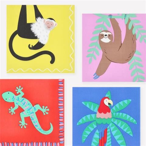 Meri Meri - Jungle Jamboree Large Napkins - Jungle Jamboree Peçeteler - L - 16 Adet