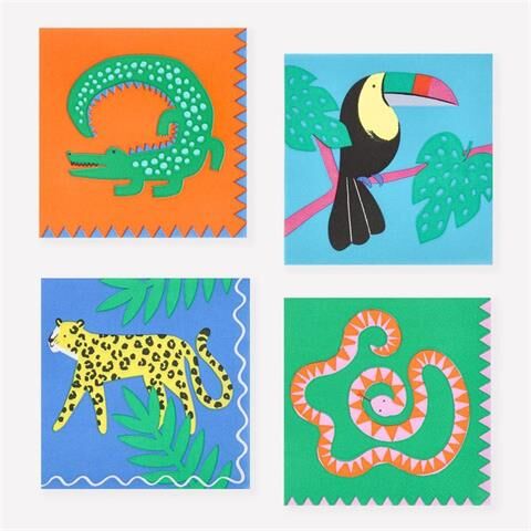 Meri Meri - Jungle Jamboree Large Napkins - Jungle Jamboree Peçeteler - S - 16 Adet