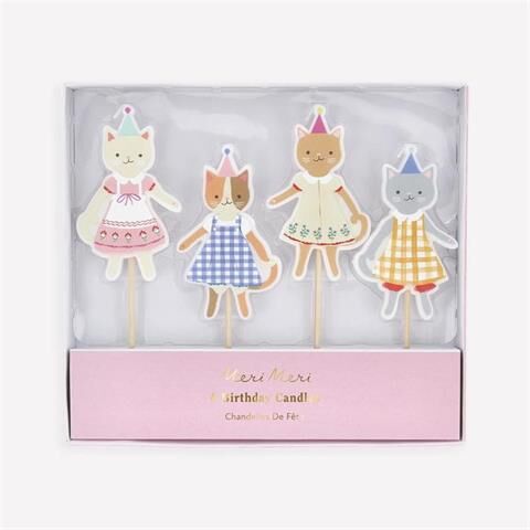 Meri Meri - Kitten Club Candles - Kedi Kulübü Mumlar - 4 Adet