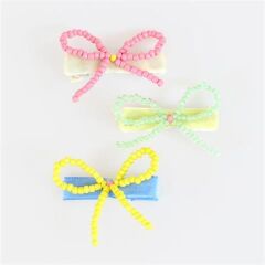Meri Meri - Beaded Bow Hair Clips - Boncuklu Fiyonklu Saç Tokaları - 5 Adet