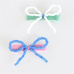 Meri Meri - Beaded Bow Hair Clips - Boncuklu Fiyonklu Saç Tokaları - 5 Adet