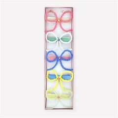 Meri Meri - Beaded Bow Hair Clips - Boncuklu Fiyonklu Saç Tokaları - 5 Adet