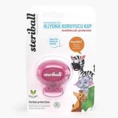 Steriball Çocuk Diş Fırçası Koruma Kabı, Zebra (Açık Pembe)