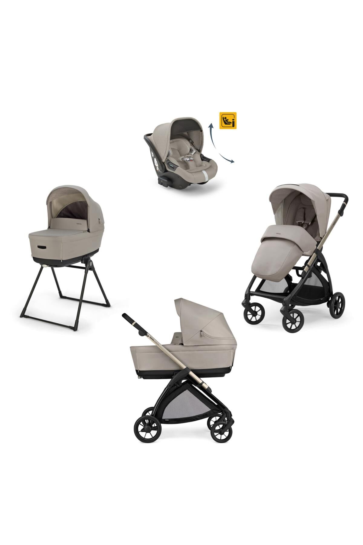 Inglesina Electa+ Bebek Arabası & Darwin Recline Ana Kucaklı 4'lü Sistem - Battery Beige