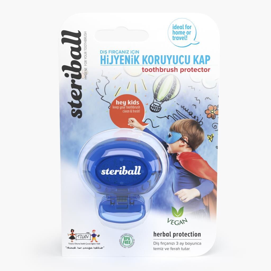 Steriball Çocuk Diş Fırçası Koruma Kabı, Mavi