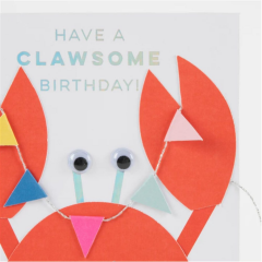 Meri Meri - Crab With Bunting Card - Yengeç Tebrik Kartı