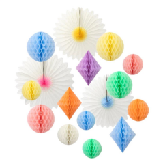 Meri Meri - Pastel Honeycomb Decoration Kit - Pastel Petek Dekor Kiti - 16Lı