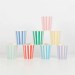 Meri Meri - Mixed Stripe Cups - Çizgili Renkli Bardaklar - 8Li