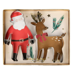 Meri Meri - Santa & Reindeer Festive Cookie Cutter - Noel Baba & Ren Geyikleri Kurabiye Kalıbı