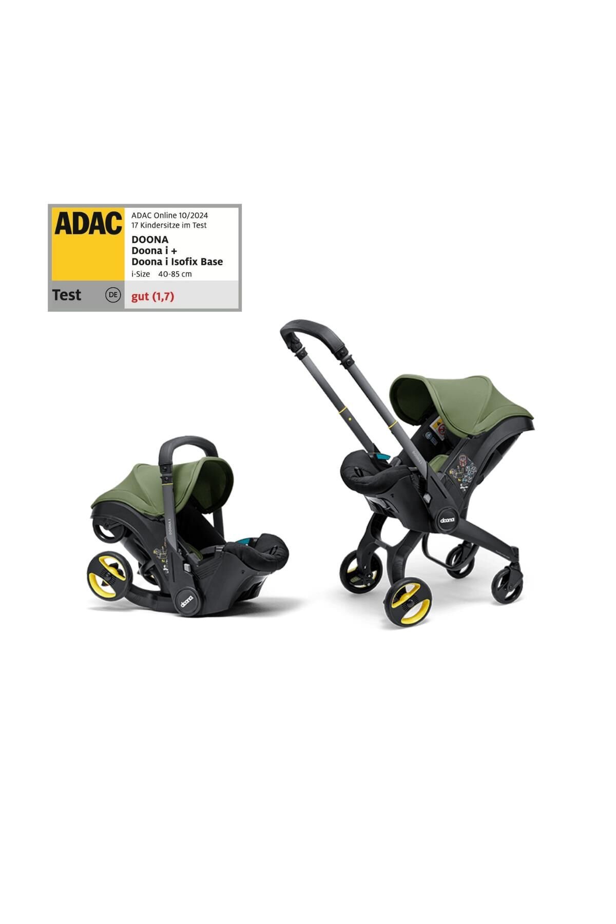 Doona i Bebek Arabasına Dönüşen Tekerlekli Gr 0 i-Size Ana Kucağı Oto Koltuğu - Desert Green