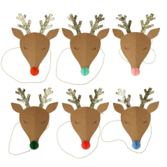 Meri Meri - Reindeer Party Hats - Ren Geyikleri Parti Şapkaları - 6Lı