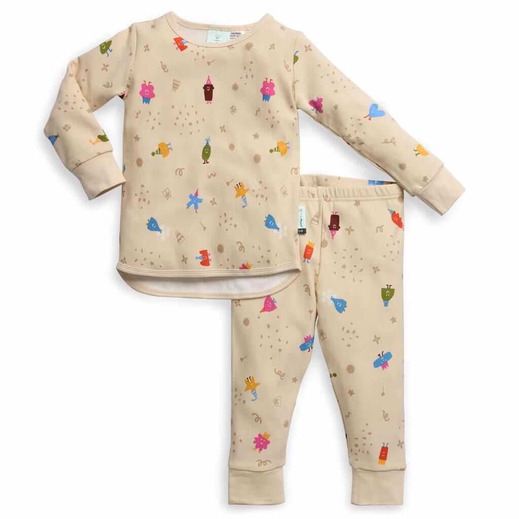 Ergo Pouch Organik Pamuklu 2 Parça Uzun Pijama (1.0 TOG), Birthday Blobs