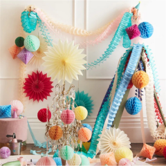Meri Meri - 4 Bright Honeycomb Garlands - Parıltılı Petek Asılan Süsler - 4Lü