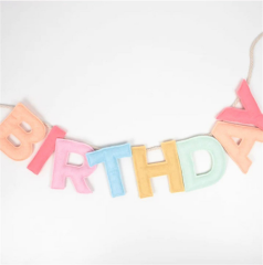 Meri Meri - Fely Happy Birthday Garland - Keçe Happy Birthday Asılan Süs