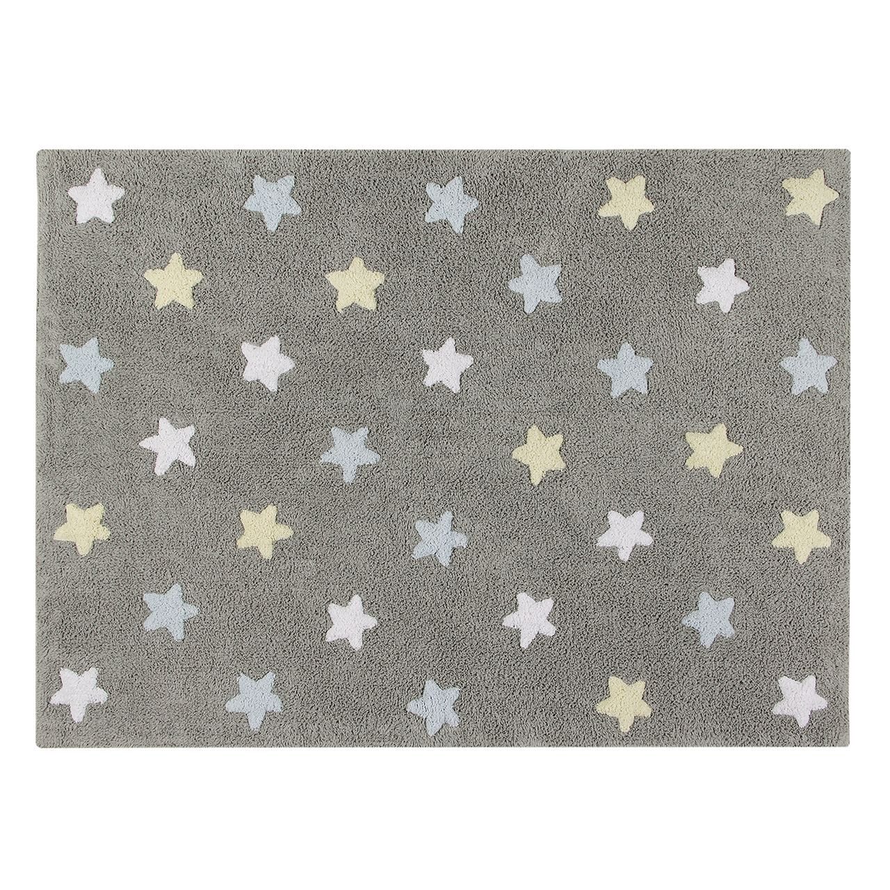 STARS Tricolor Halı Gri/ Mavi-Beyaz-Sarı