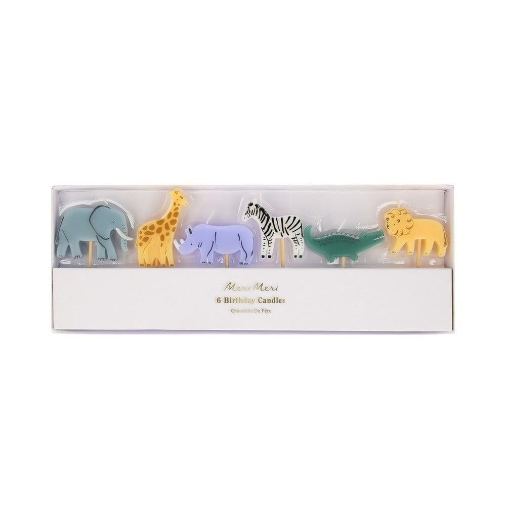 Meri Meri - Mini Safari Animal Candles - Mini Safari Hayvan Mumları - 6'Lı