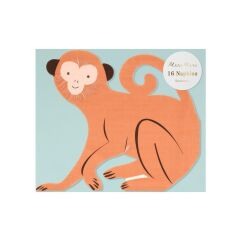 Meri Meri - Monkey Die Cut Napkins - Maymun Peçeteler - 16'Lı
