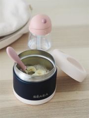 Beaba Çelik Yiyecek Termosu, Light Pink/Dark Blue