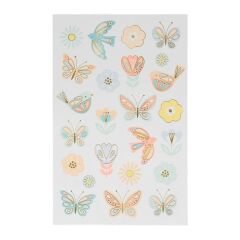Meri Meri - Birds & Butterflies Tattoo Sheet - Kuşlar & Kelebekler Geçici Dövmeleri - 2'Li