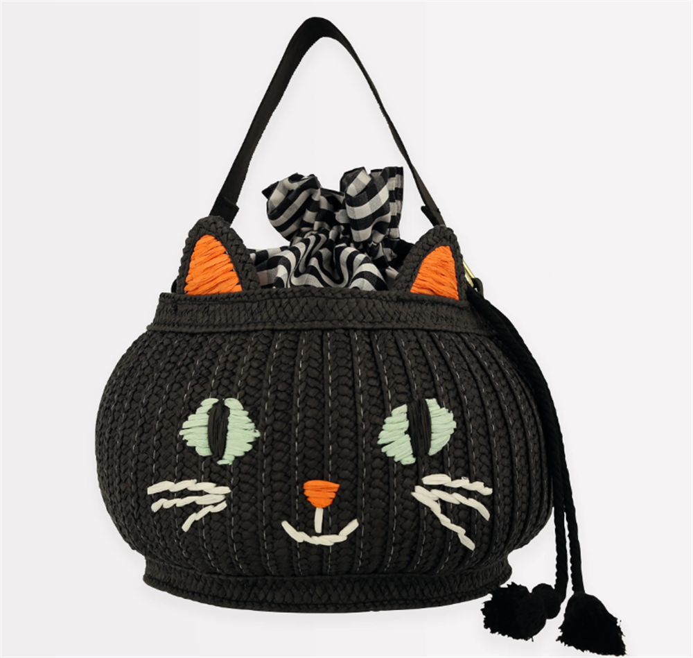Meri Meri - Trick Or Treat Hasır Çanta - Kedi