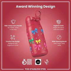 ION8 - Paslanmaz Çelik Çocuk Suluk - Fiyonklar - 400 Ml - Sızdırmaz