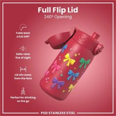 ION8 - Paslanmaz Çelik Çocuk Suluk - Fiyonklar - 400 Ml - Sızdırmaz