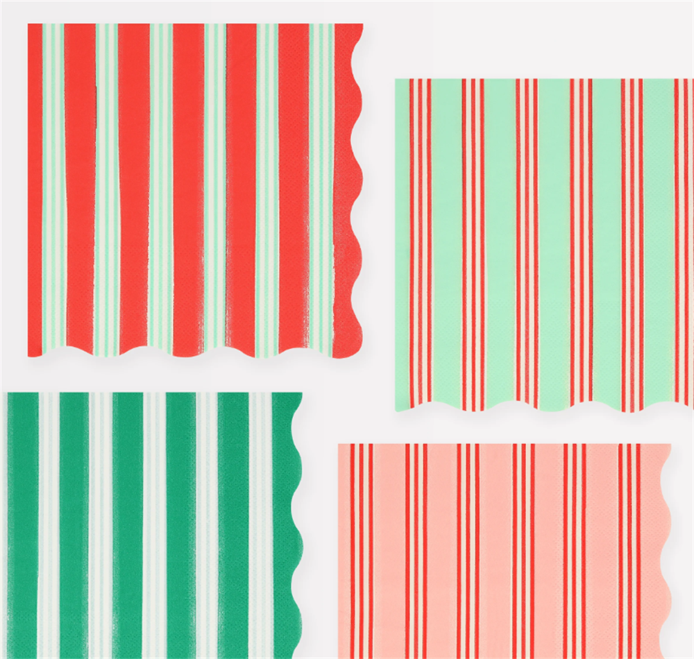 Meri Meri - Festive Çizgili Peçete - L - 16 Adet