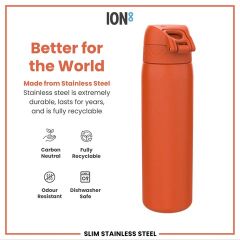 ION8 - Paslanmaz Çelik İnce Suluk - Turuncu - 600 Ml - Sızdırmaz