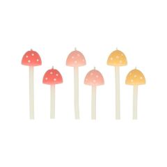 Meri Meri - Mushroom Birthday Candles - Mantar Doğum Günü Mumları - 6'Lı
