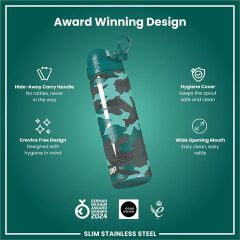 ION8 - Paslanmaz Çelik İnce Suluk - Kamuflaj - 600 Ml - Sızdırmaz