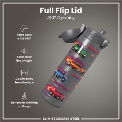 ION8 - Paslanmaz Çelik İnce Suluk - Yarış Arabaları - 600 Ml - Sızdırmaz