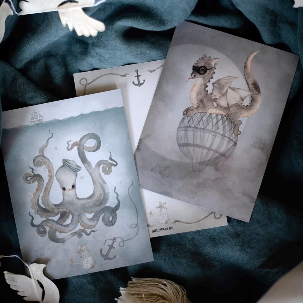 Mrs. Mighetto Water Crew İkili Kartpostal (10x15 cm)