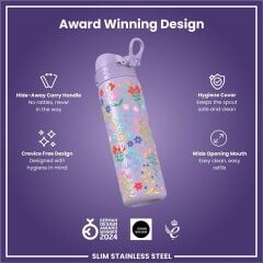 ION8 - Paslanmaz Çelik İnce Suluk - Zarif Çiçekli - 600 Ml - Sızdırmaz