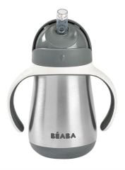 Beaba Çelik Pipetli Suluk (250 ml), Mineral Grey