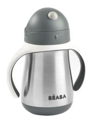 Beaba Çelik Pipetli Suluk (250 ml), Mineral Grey