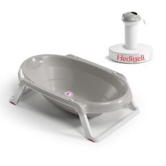 OKBaby Onda Slim Katlanır Bebek Küveti A.Gri & Splash Bebek Duşu Hediyeli