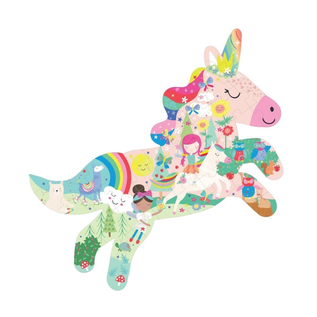 FLOSS & ROCK 40 Parça “Unicorn” Şekilli Yap-Boz / Rainbow Unicorn *YENİ*