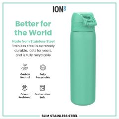 ION8 - Paslanmaz Çelik İnce Suluk - Turkuaz - 600 Ml - Sızdırmaz
