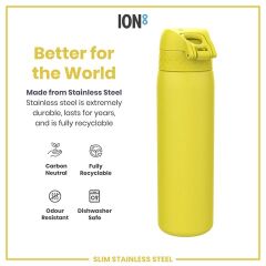 ION8 - Paslanmaz Çelik İnce Suluk - Sarı - 600 Ml - Sızdırmaz